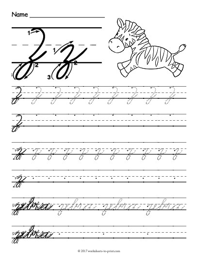 Cursive Z Worksheet - Z Cursive Worksheet