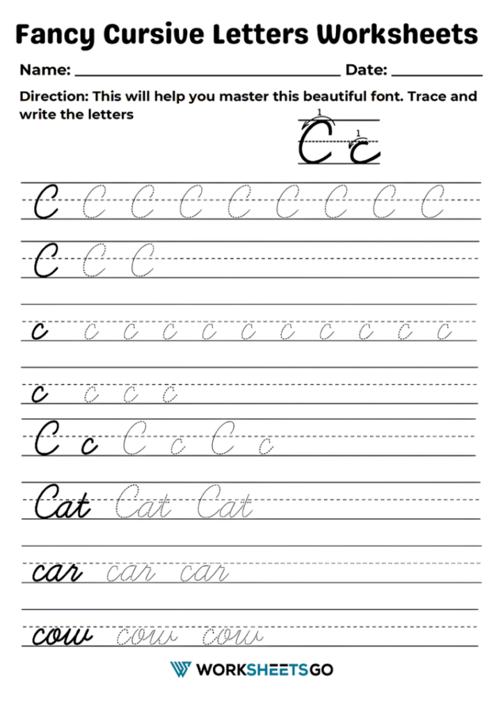 Fancy Cursive Letters Worksheets WorksheetsGO - Fancy Cursive Worksheets