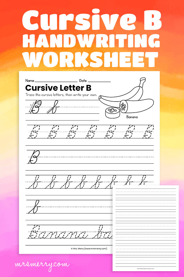 Free Cursive B Worksheet Writing For Kids Mrs Merry - Little B Cursive Worksheet