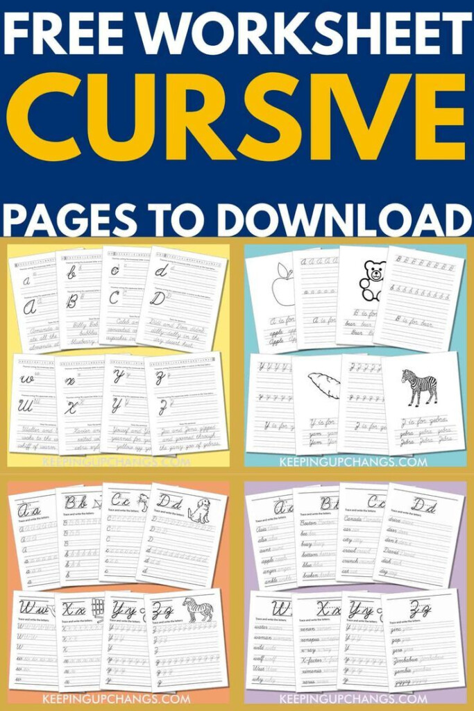 Free Cursive Worksheet Printables PDF Uppercase Lowercase Alphabet  - Tiffany In Cursive Worksheets