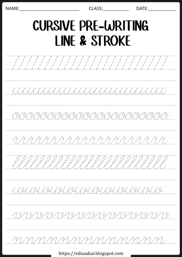 Free Cursive Writing Worksheets For Kids - Cursive Stroke Worksheet