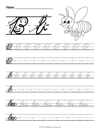 Free Printable Cursive B Worksheet 5A7 - Cursive Writing Letter B Worksheets