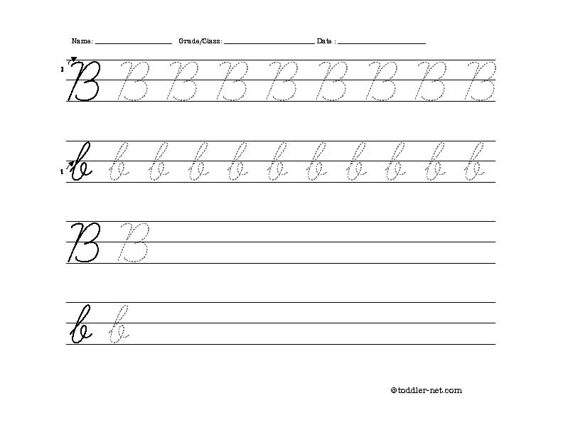 Free Printable Cursive Letter B Worksheet - Cursive Letter B Worksheets