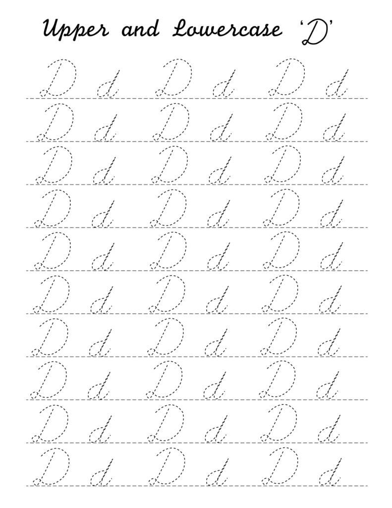 Free Printable Cursive Letter D Worksheet - Cursive Letter D Worksheet