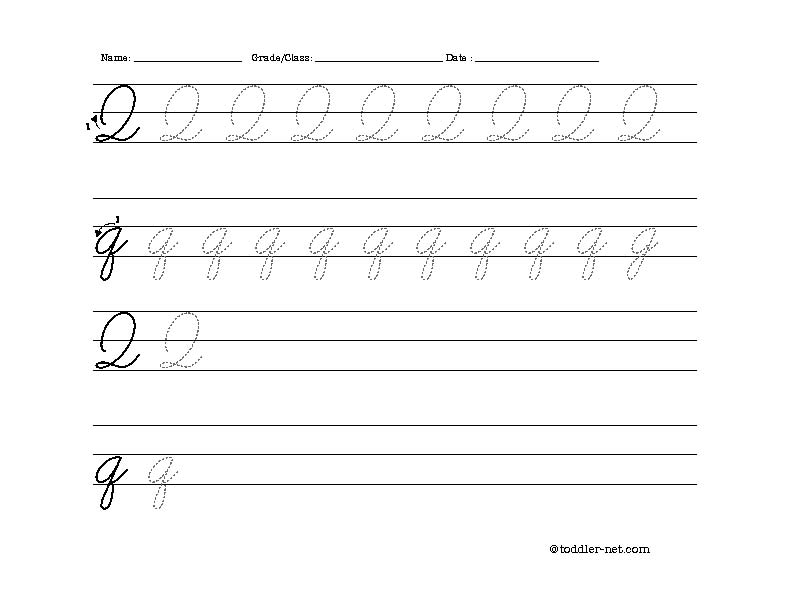 Free Printable Cursive Letter Q Worksheet - Cursive Q Practice Worksheet