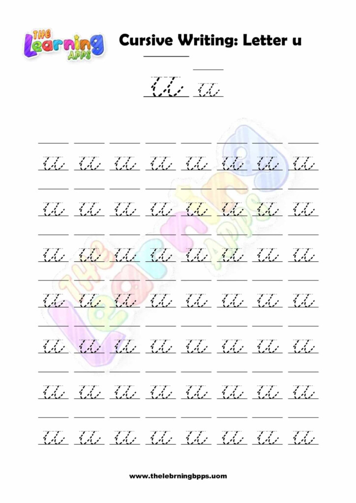 Free Printable Cursive Letter U Writing Grade 1 Worksheets - Letter U Cursive Worksheet