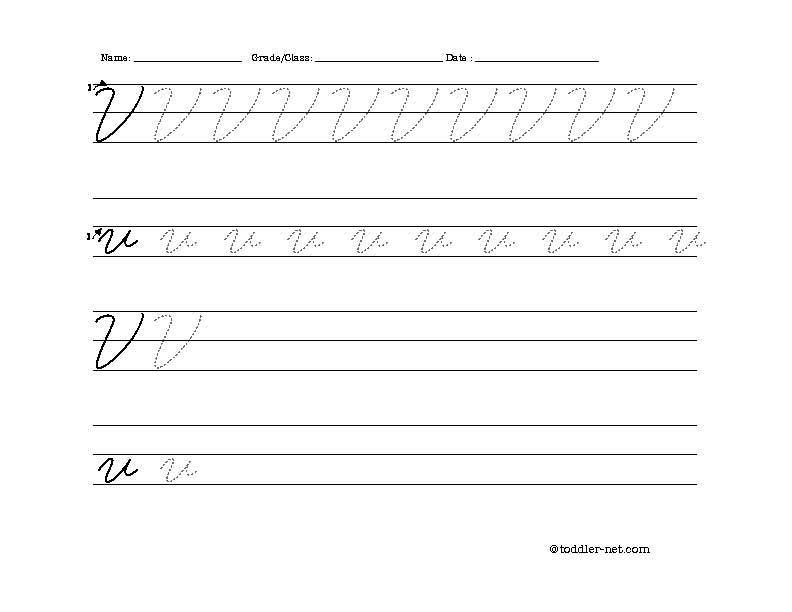 Free Printable Cursive Letter V Worksheet - Cursive V Worksheet