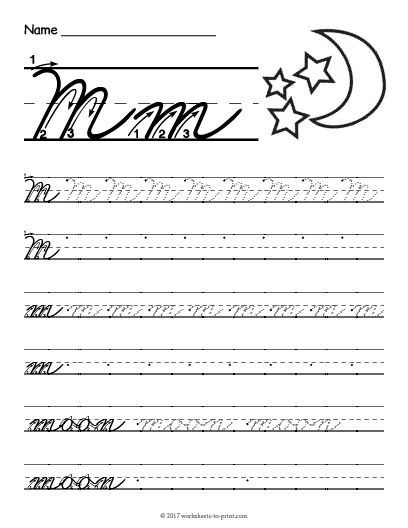 Free Printable Cursive M Worksheet Teaching Cursive Writing Cursive  - M Cursive Worksheet