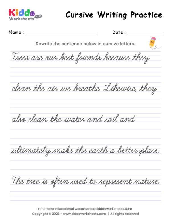 Free Printable Cursive Writing Worksheet 4 Kiddoworksheets - Grade 4 Cursive Writing Worksheets