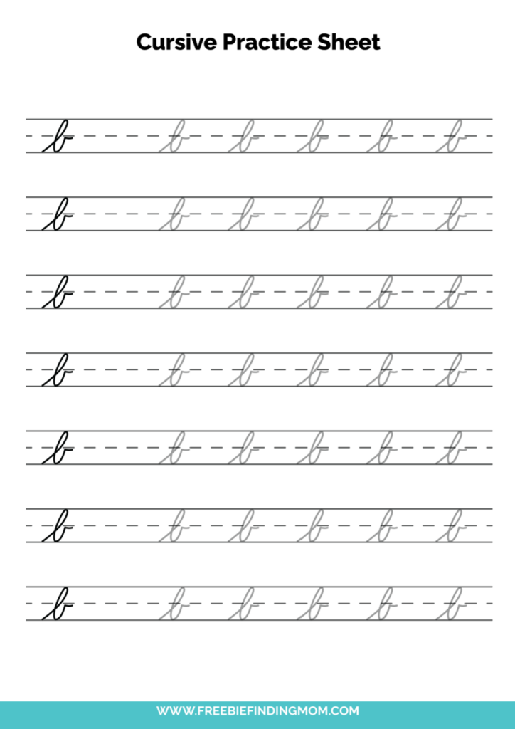 Free Printable Lowercase Cursive Letter B Practice Sheet PDF Freebie  - Cursive Writing Letter B Worksheets