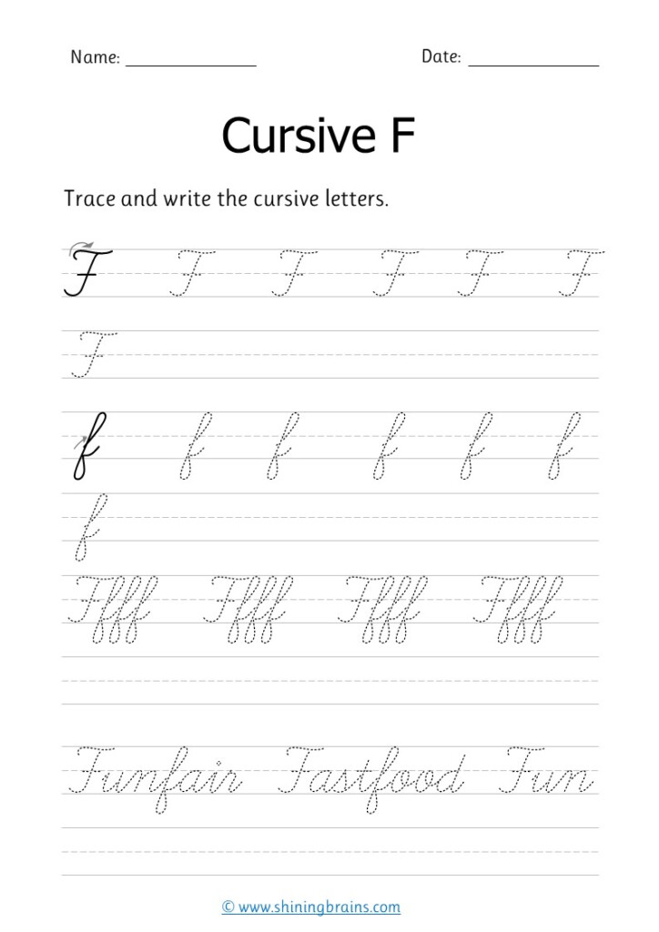 Free Printable Lowercase Cursive Letter F Practice Sheet PDF Freebie  - Lower Case F Cursive Worksheet