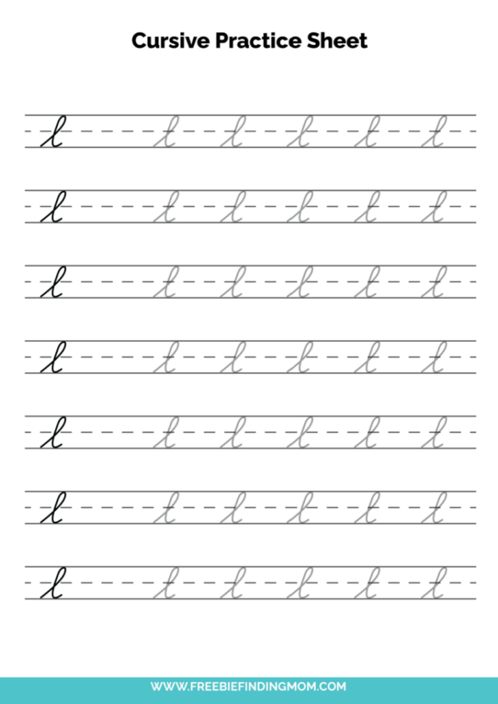 Free Printable Lowercase Cursive Letter L Practice Sheet PDF Freebie  - Lowercase L Cursive Worksheet