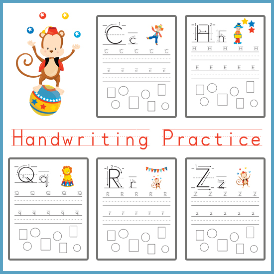 Handwriting Practice Circus Themed One Beautiful Home - Cursive Practice Worksheet Circus Theme