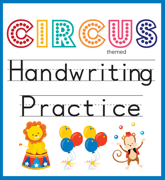 Handwriting Practice Circus Themed One Beautiful Home - Cursive Practice Worksheet Circus Theme