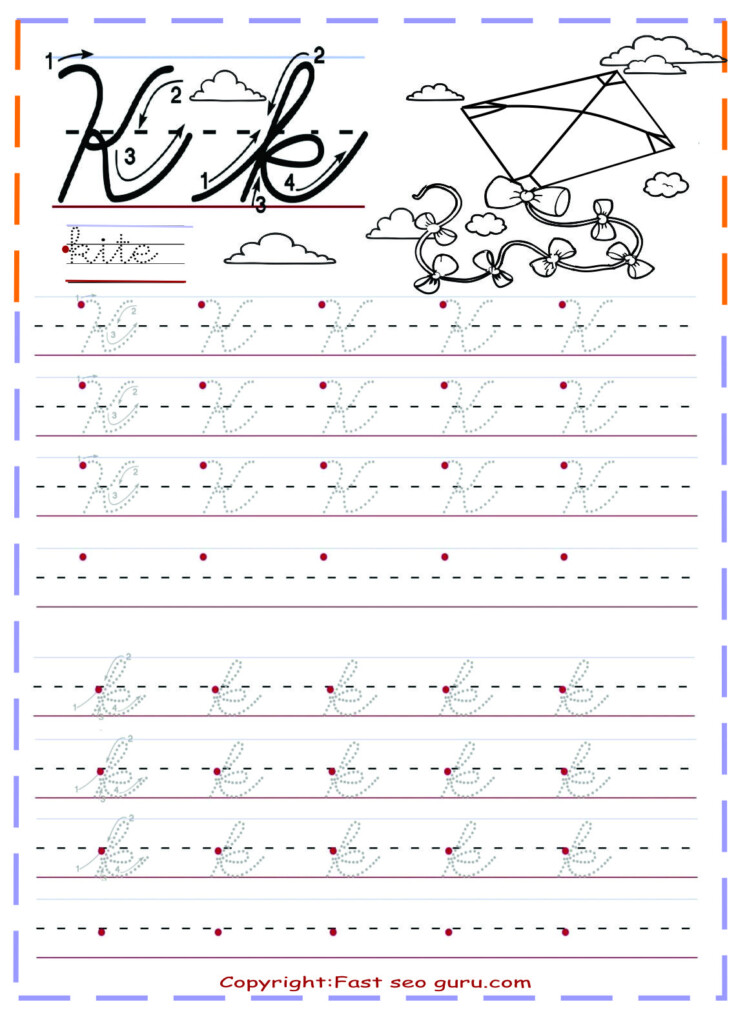 K In Cursive Writing - Letter K Cursive Worksheet