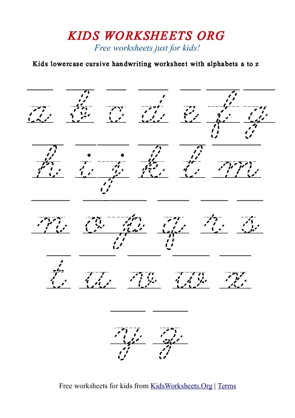 Kids Cursive Handwriting Worksheets A z Kids Worksheets Org - Cursive Writing Worksheet For Kids