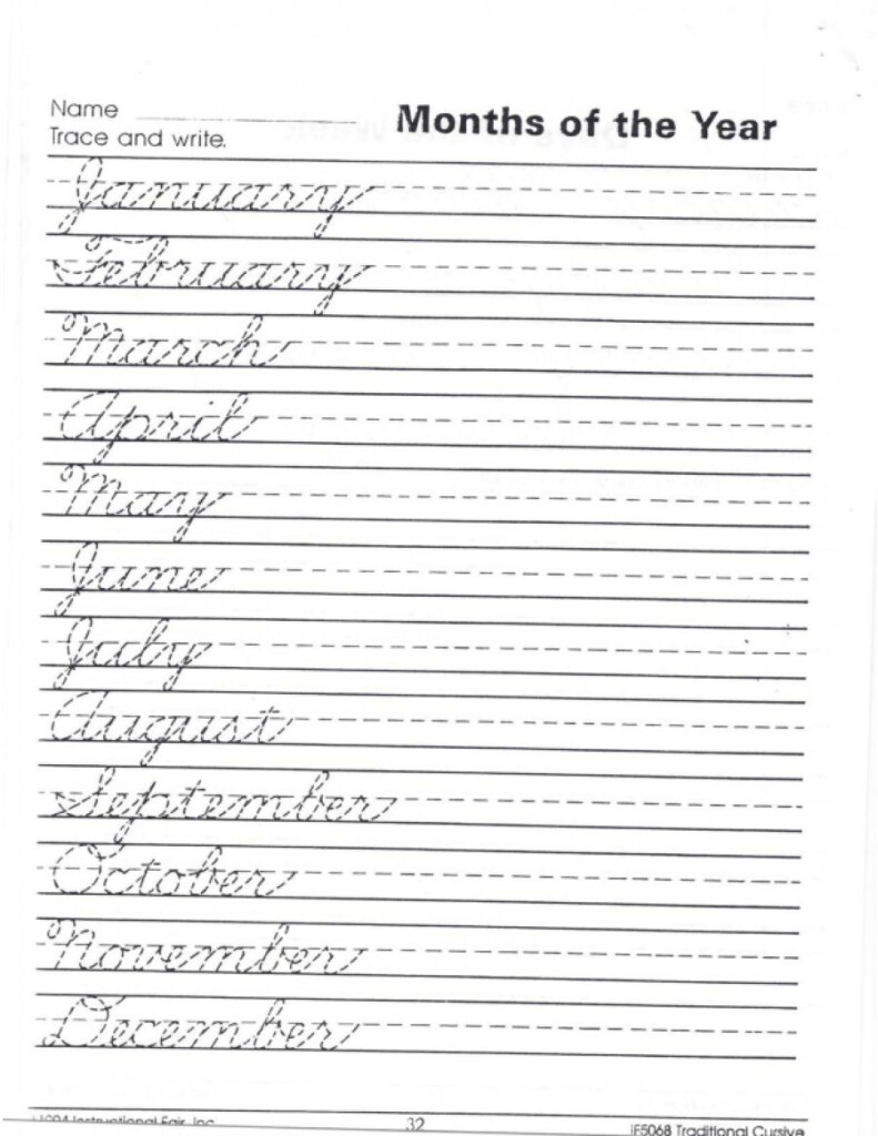 Learn How To Write Months Of The Year In Cursive Trace And Write  - Cursive Writing Worksheets Months Of The Year