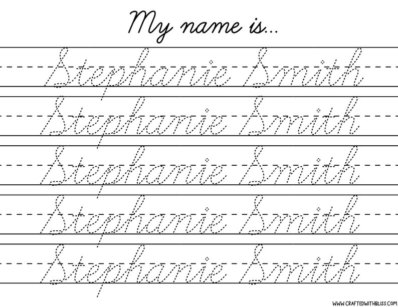 Practice Cursive Writing Sheets With My Name - Montessori Cursive Worksheets