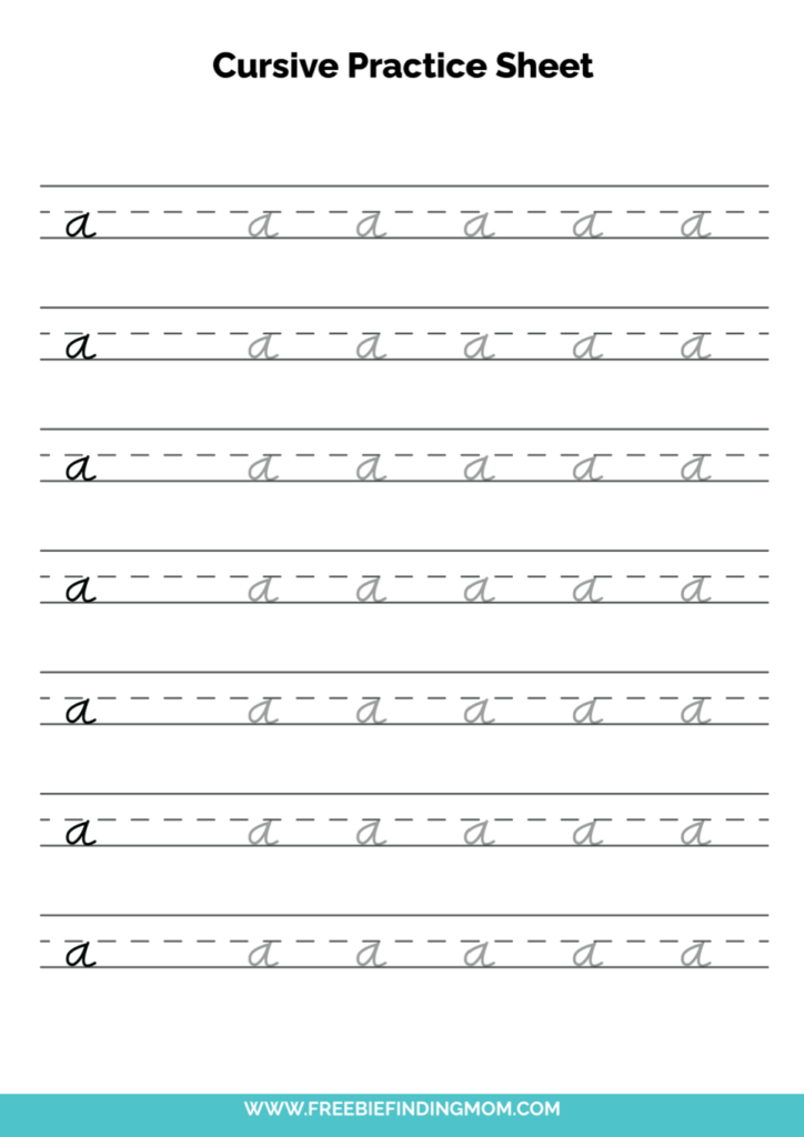 Printable Cursive Alphabet Worksheets Worksheets For Kindergarten - Cursive A Only Worksheet For Free With Cursive Words Too