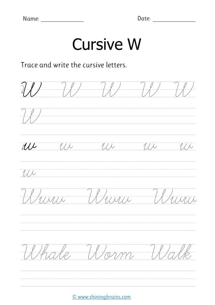 Printable Cursive Letter W - Cursive Letter W Worksheet