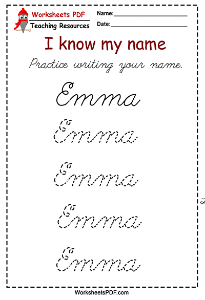 Printable Cursive Name Practice - Practice Writing Name In Cursive Worksheets