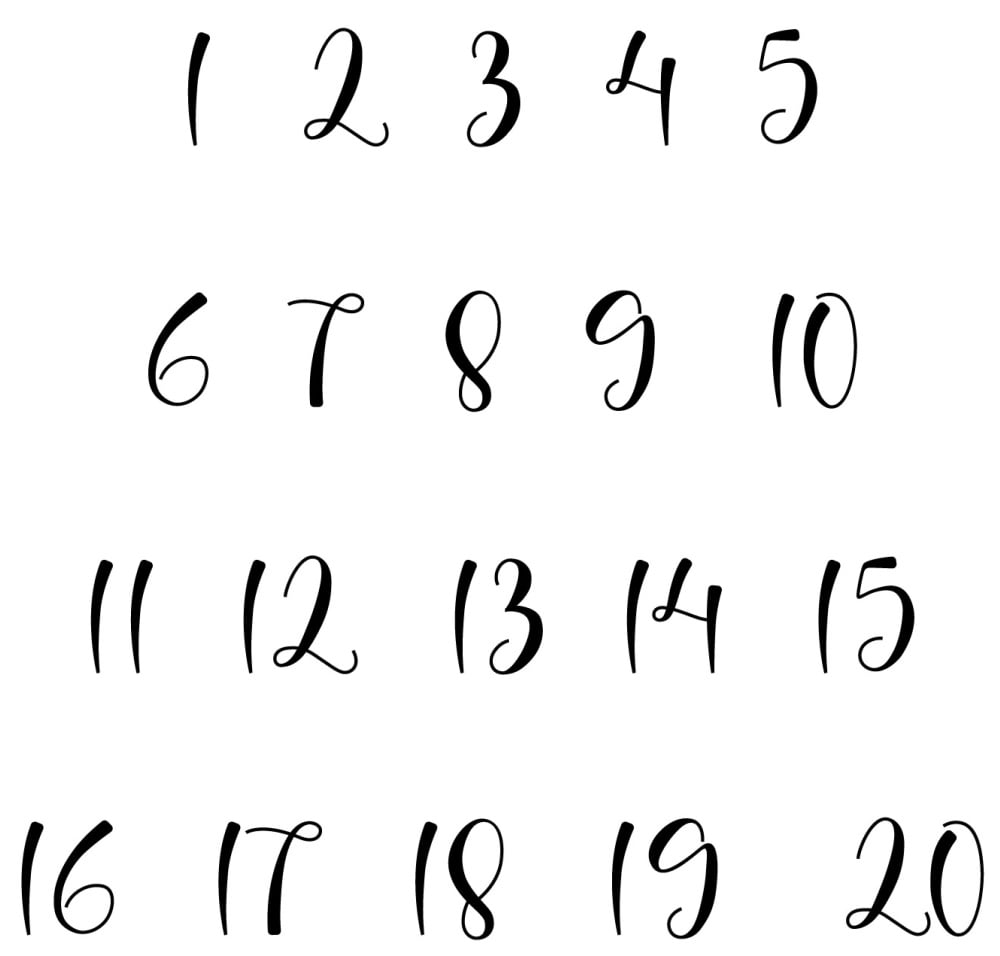 Set Of Free Printable Cursive Numbers 1 20 Freebie Finding Mom - Cursive Handwriting Worksheets Numbers 9