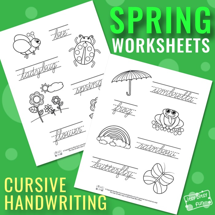 Spring Cursive Writing Worksheets Itsy Bitsy Fun - Spring Cursive Worksheets