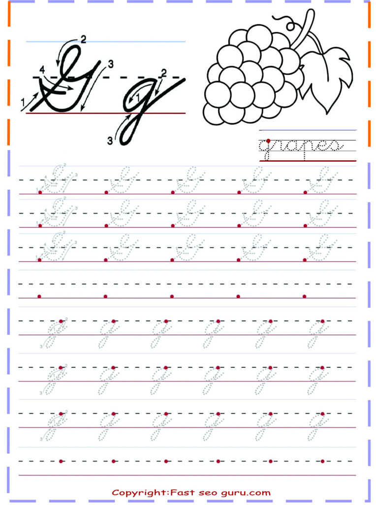 Uppercase Cursive G - Cursive G Worksheet