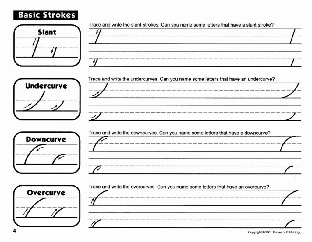 Writing Strokes Practice Sheets - Basic Strokes In Cursive Writing Worksheets